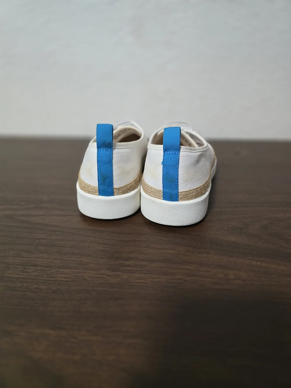 Vionic White Canvas Espadrille Sneakers with Blue Accents